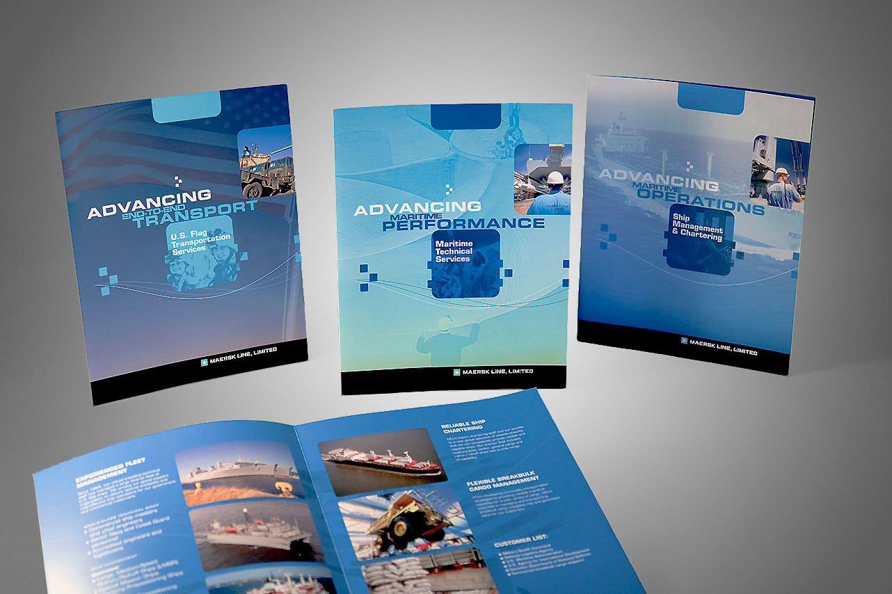 Series of corporate brochures created for shipping logistics company