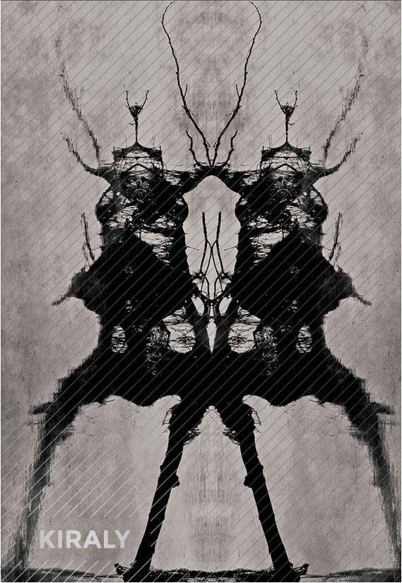 Reflected images from debris floating on river