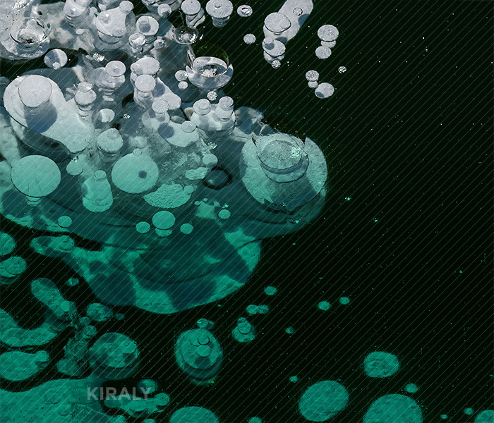 Frozen bubbles on the Potomac River