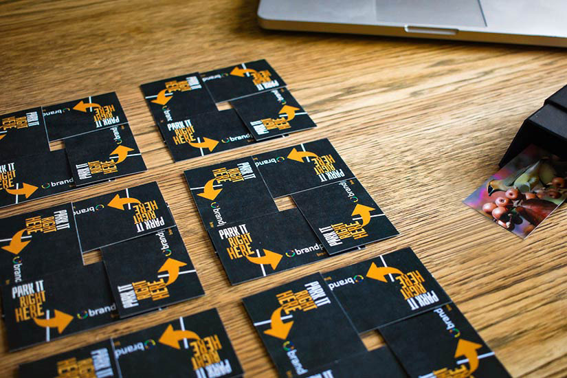 Back of cards in interesting arrangement to showcase theme