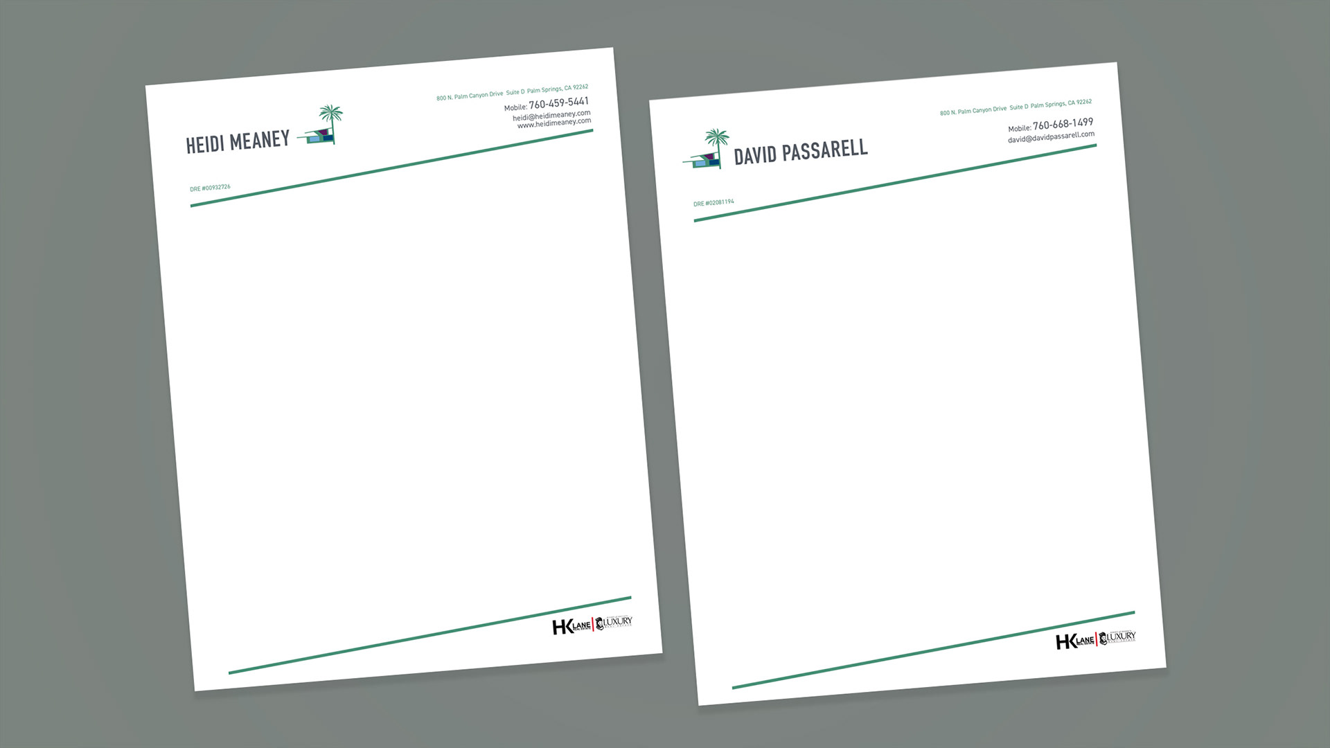 Letterhead design for each realtor featuring the new logo