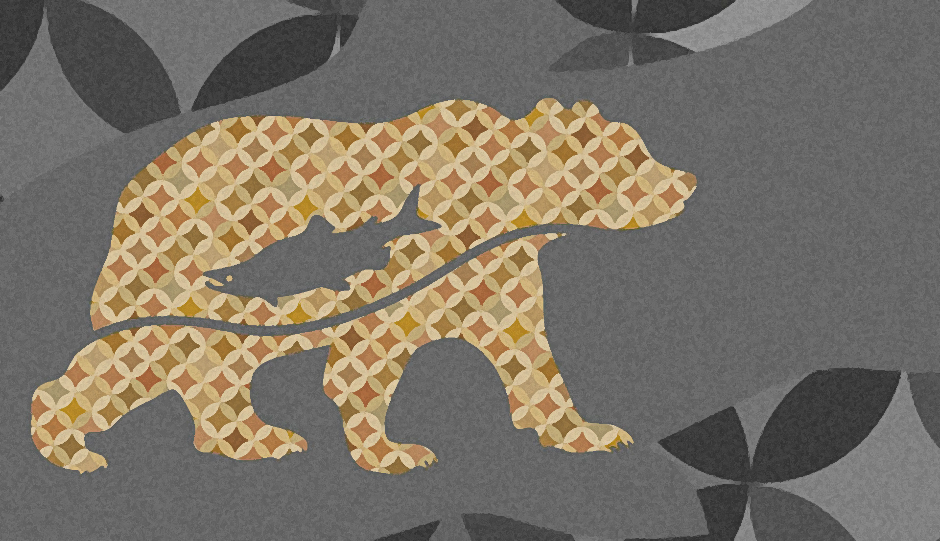 Illustration of Bear with a Salmon in its stomach that was used to create a t-shirt