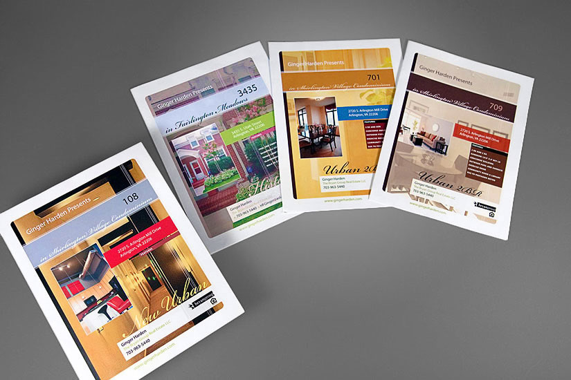 Set of sales flyers for condominium properties