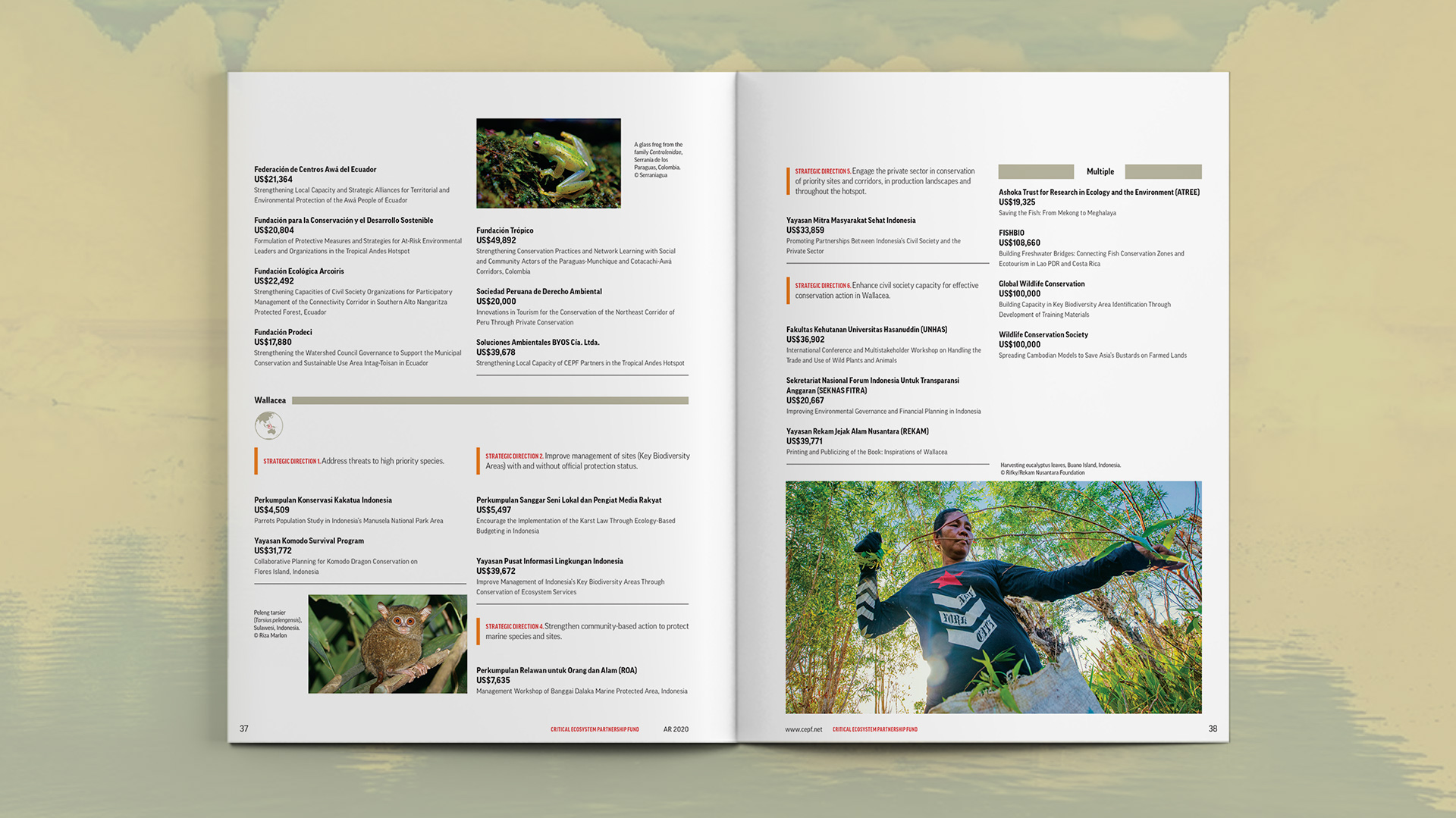 Final spread listing out the awarded monetary grants by region