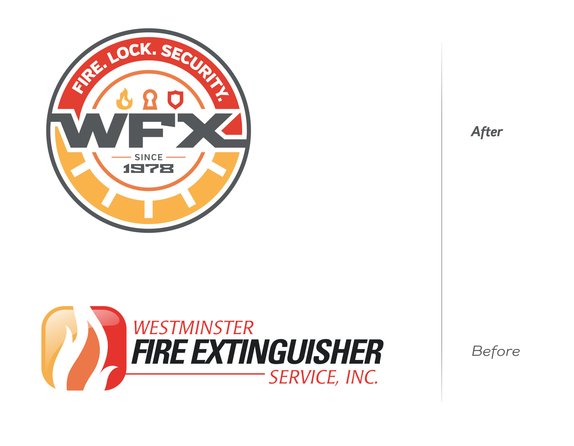 Depiction of before and after rebranding of the logo