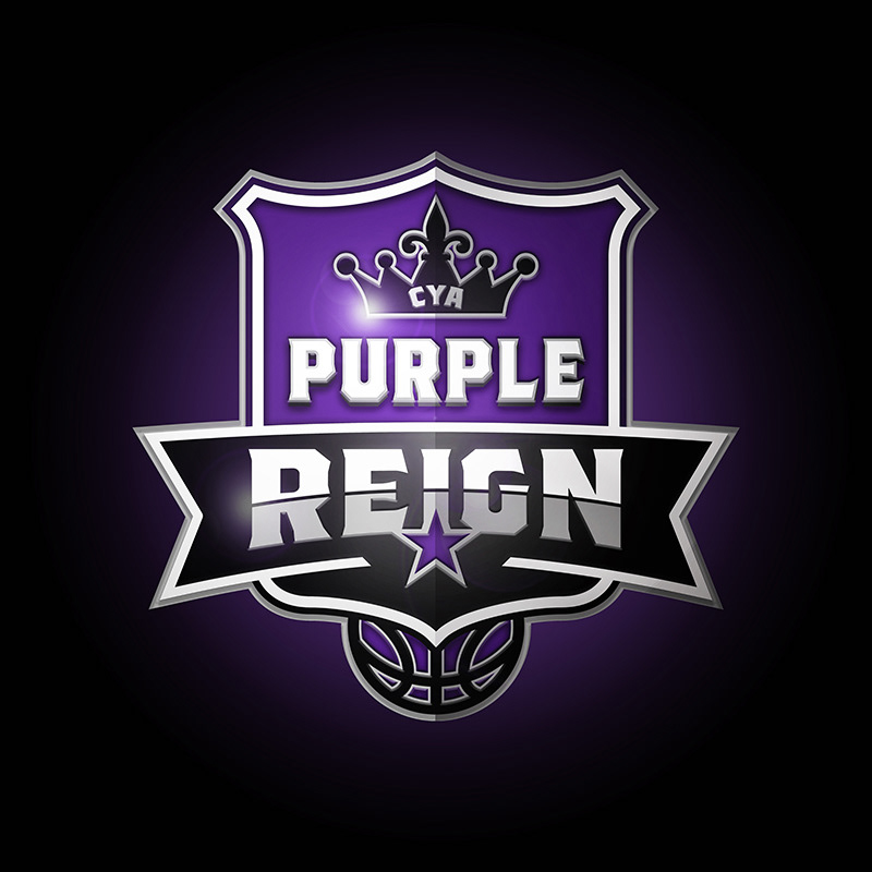 Logo for youth basketball organization on black  background