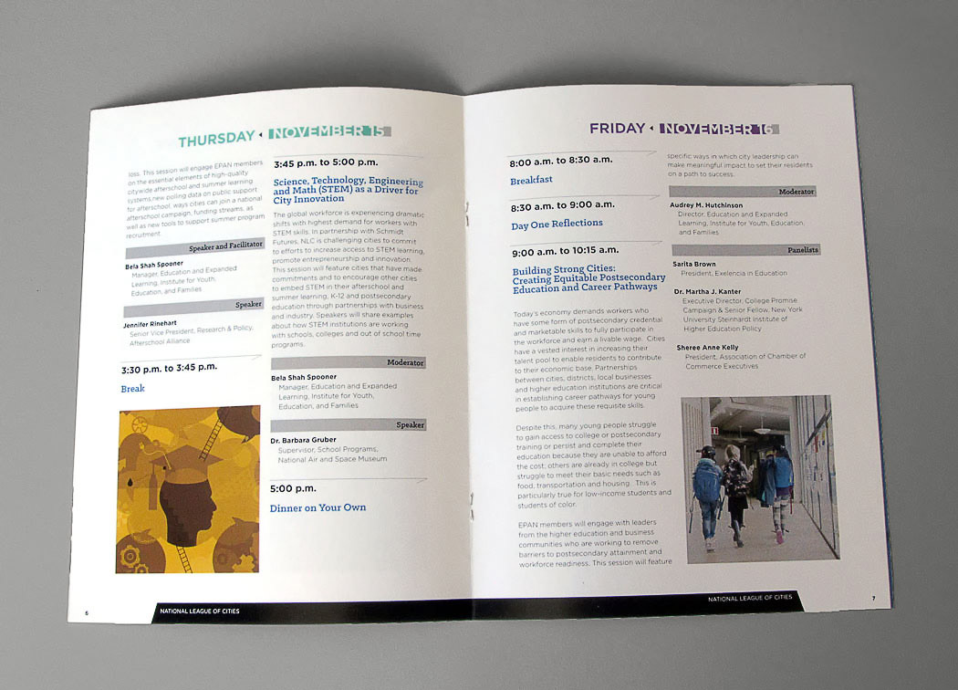 Image of scheduling section spread from brochure