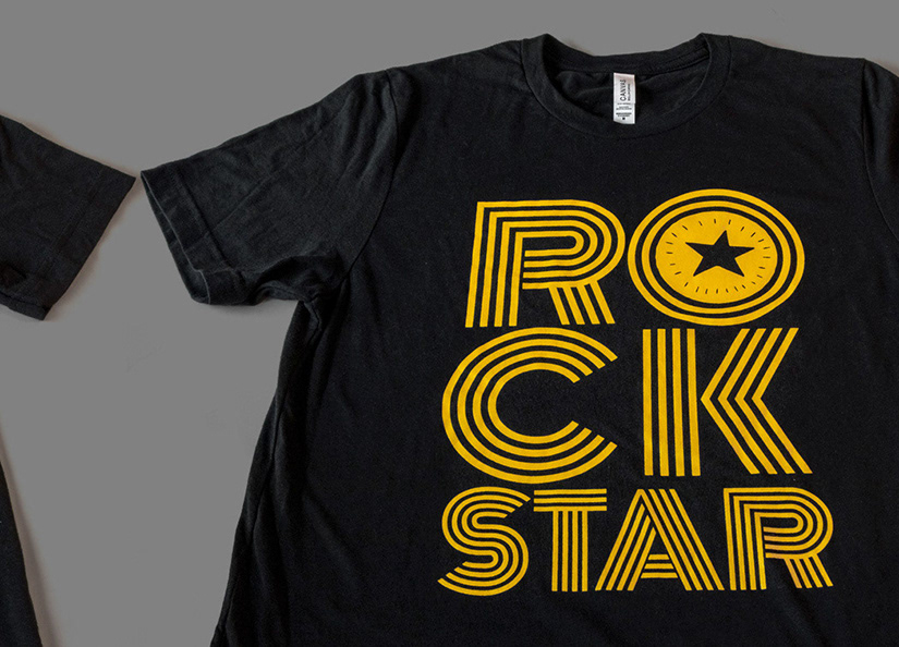 Team Rockstar linear themed fundraiser event shirt