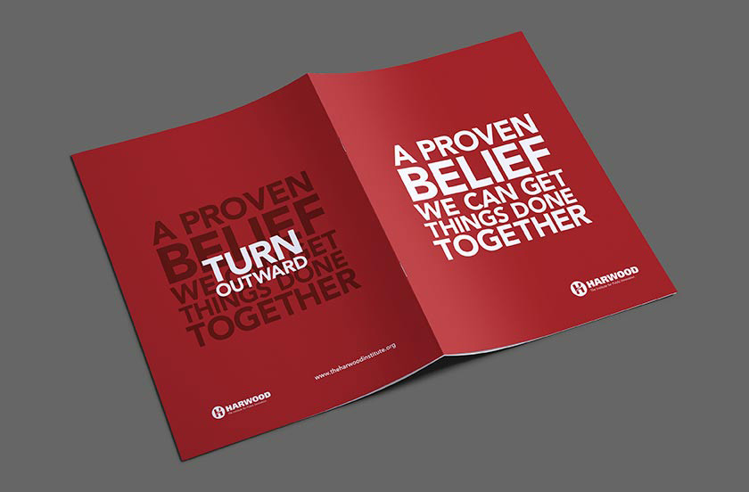 Outside front and back cover of brochure meant to raise money for nonprofit at a dinner event