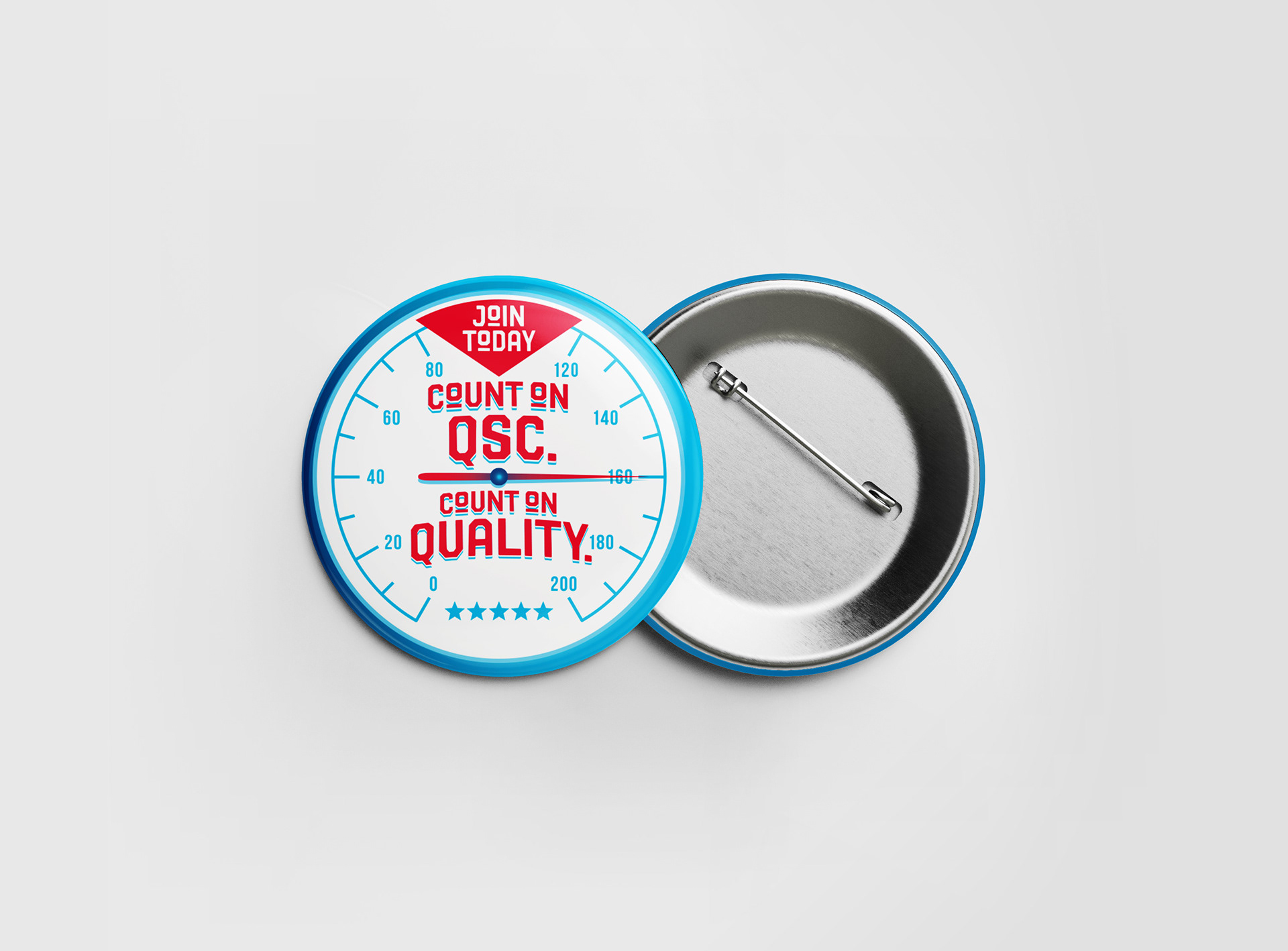 Count on Quality typographic button design