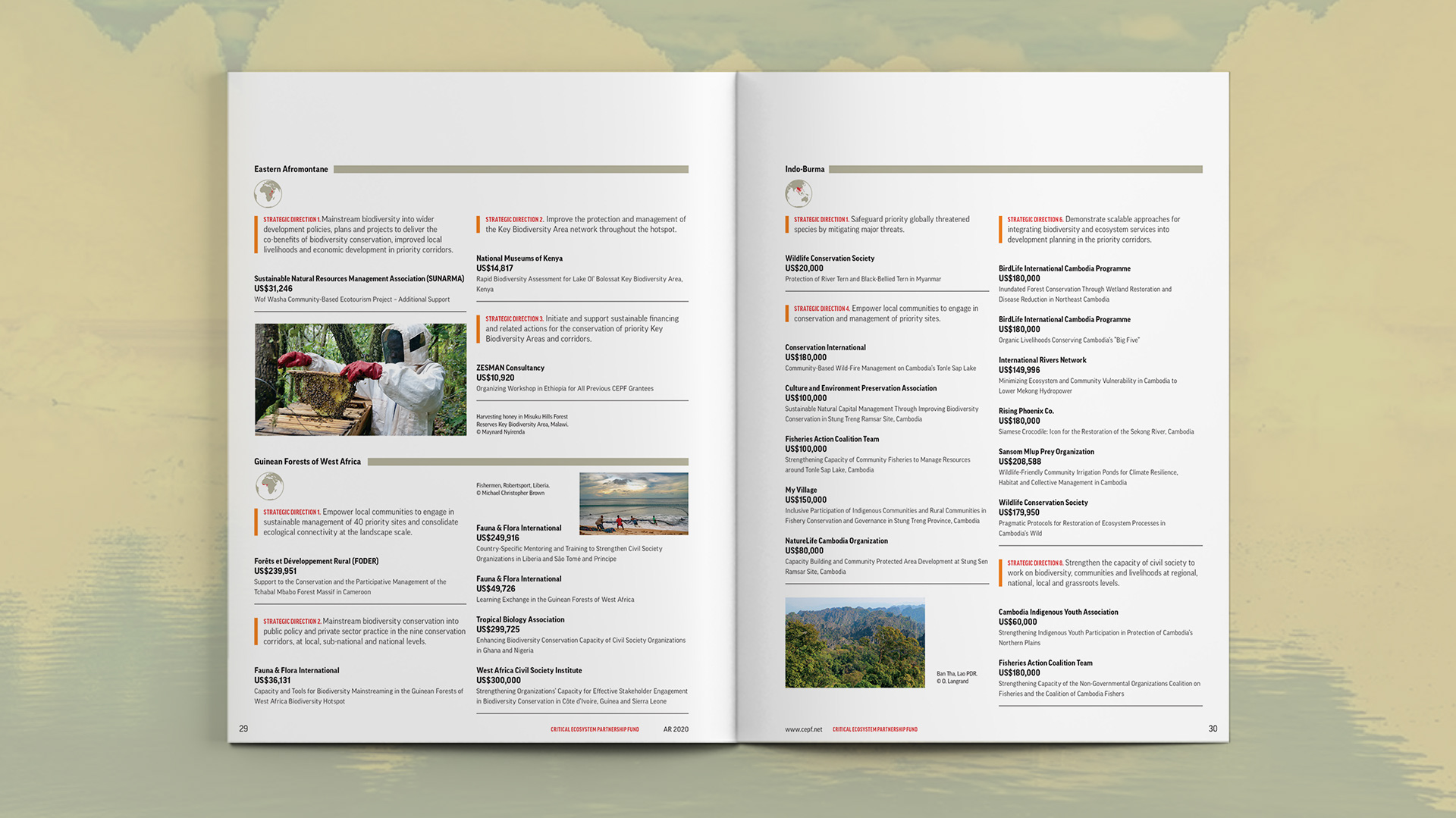 Additional spread listing out the awarded monetary grants by region