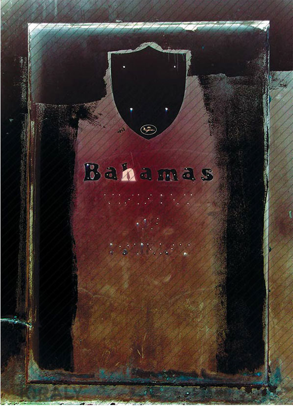 Reversed photo of sign lettering posted near dock