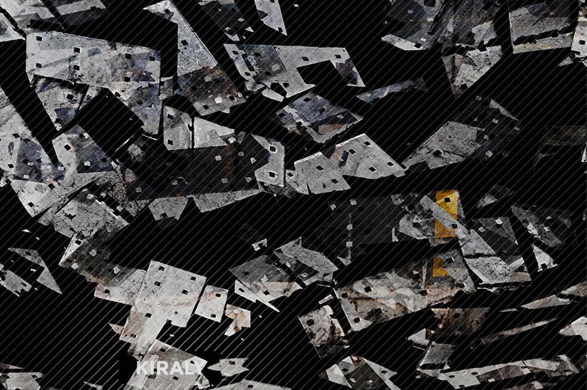 Collage of discarded metal brackets