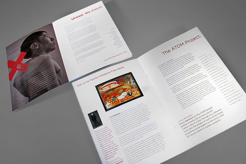 Two spreads of content from interior of petition brochure