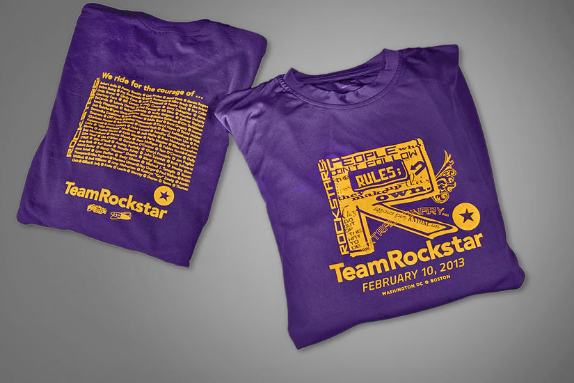 Team Rockstar creative type themed fundraiser event shirt