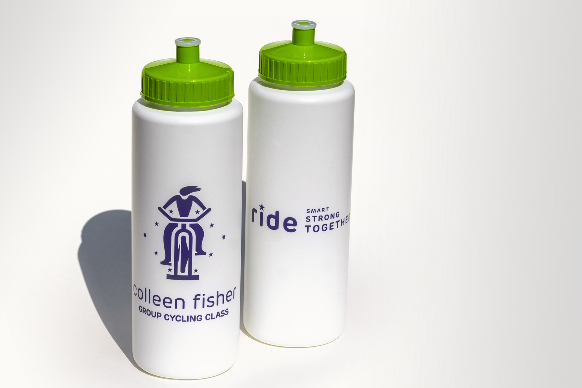 Water bottle designs featuring logo and tagline in one color