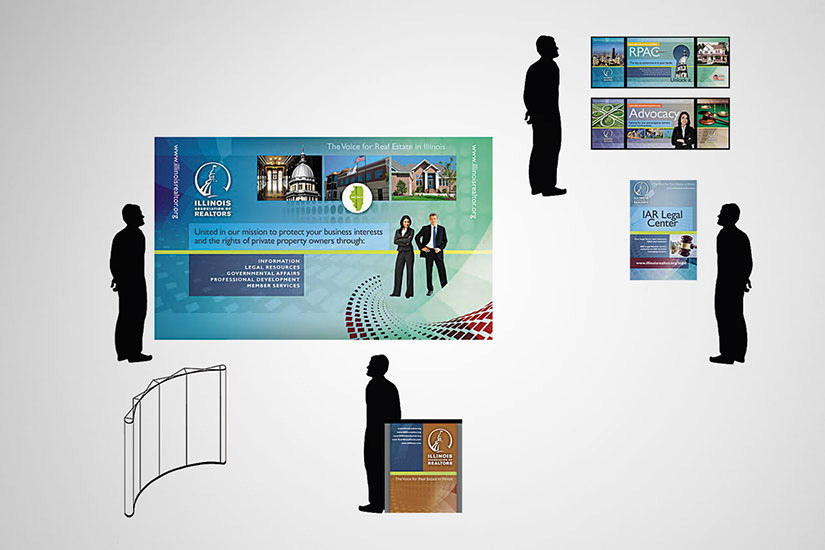 Schematic showing layout of show exhibit graphics for a real estate conference