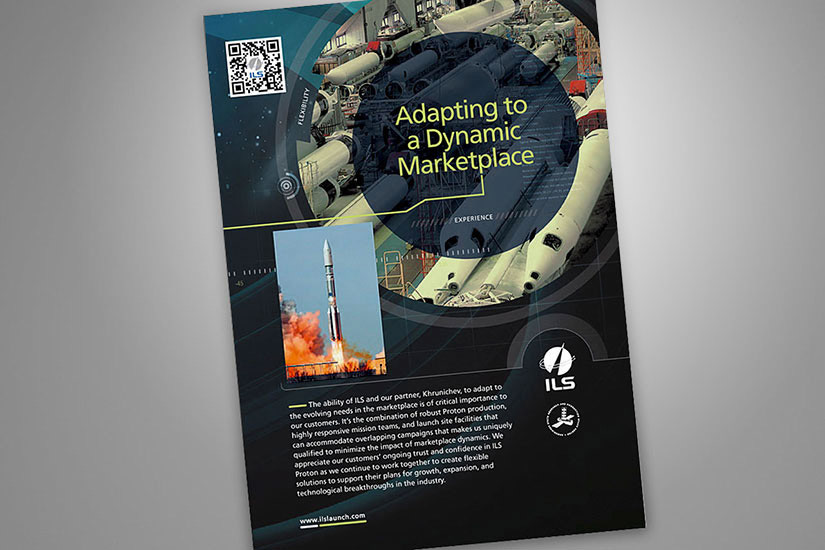 Advertising promoting benefits of rocket launch vehicle