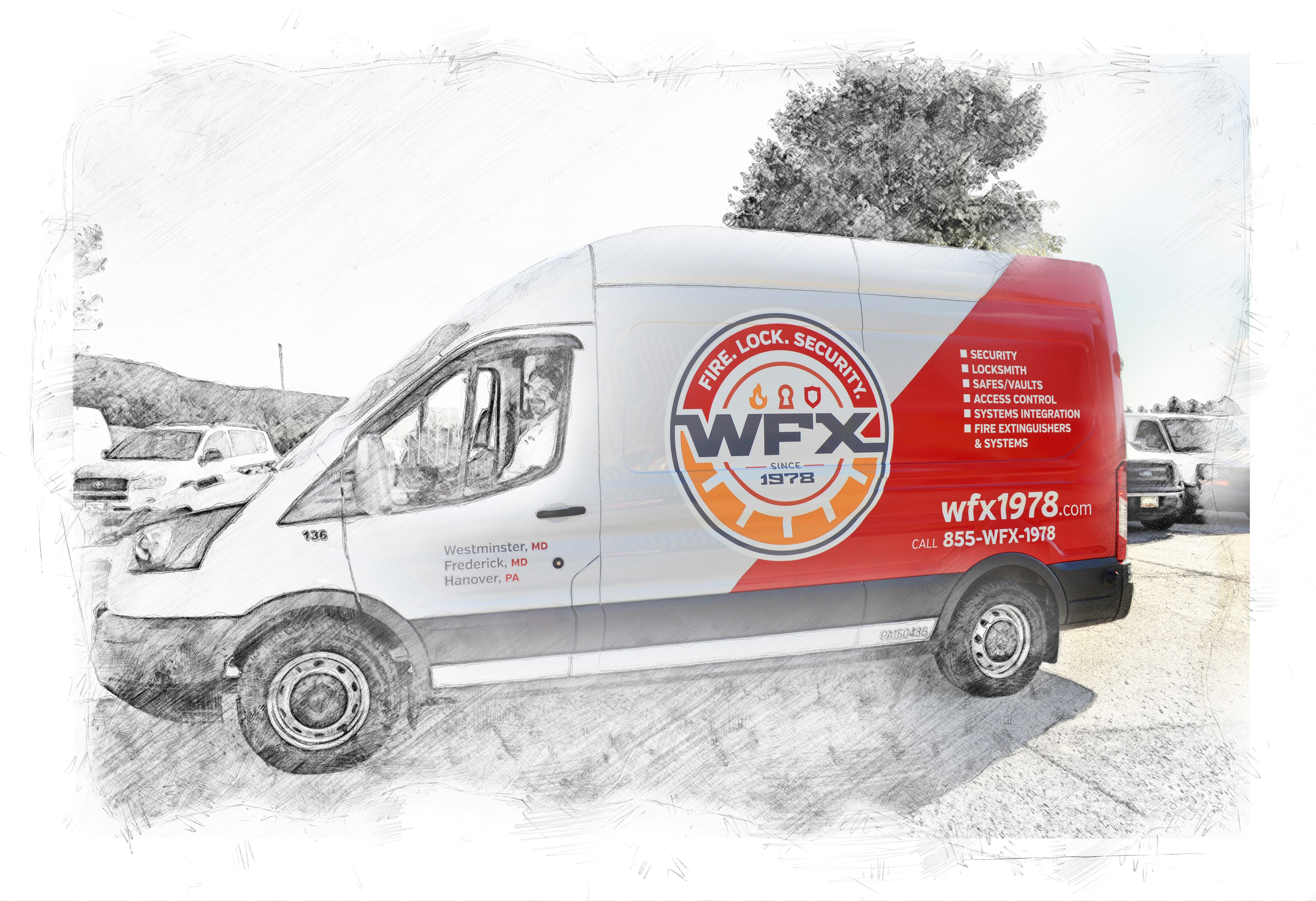 Van wrap design featuring new logo and service information