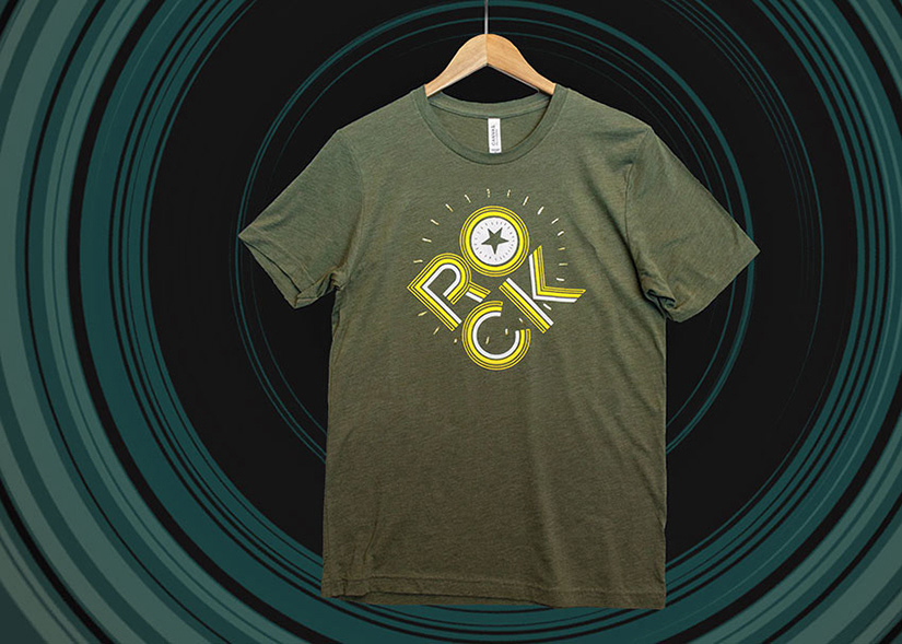 Team Rockstar diagonal themed fundraiser event shirt