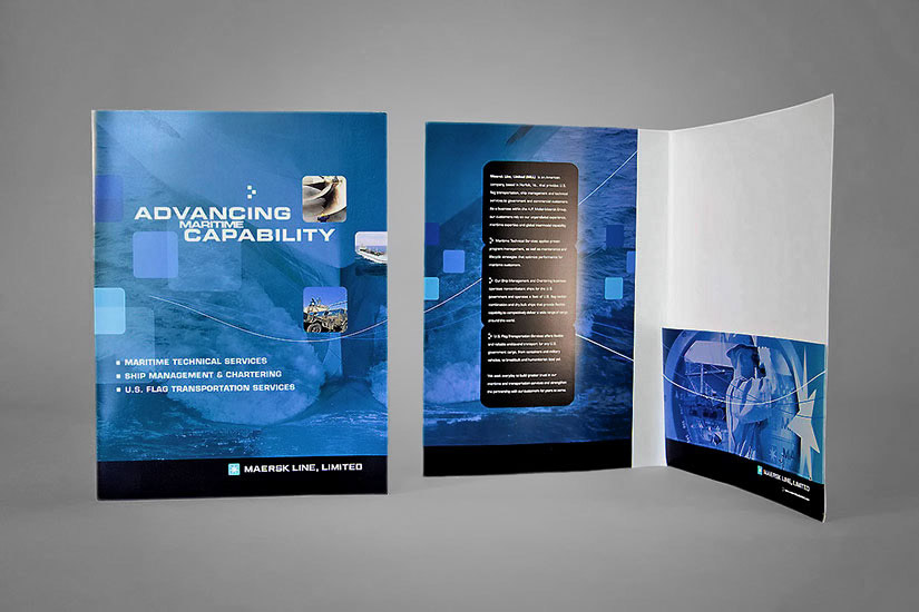 Pocket folder design cover and interior photo