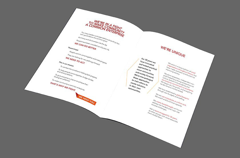 First inside spread identifying the mission of the organization