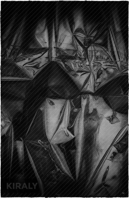 Folded metallic foil creates interesting characters