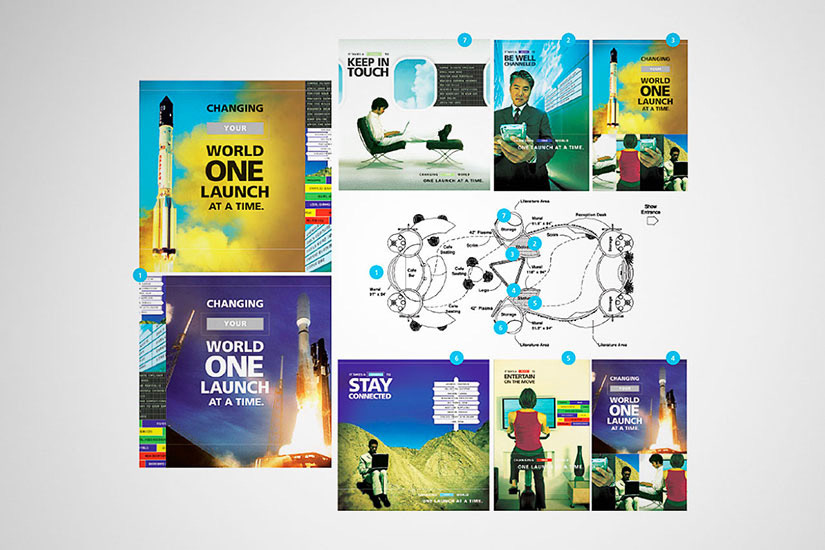 Schematic of exhibit layout for rocket launch management company show from a previous year