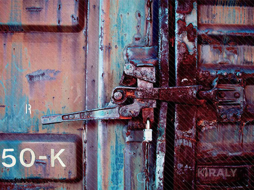 Photo of worn train car latch