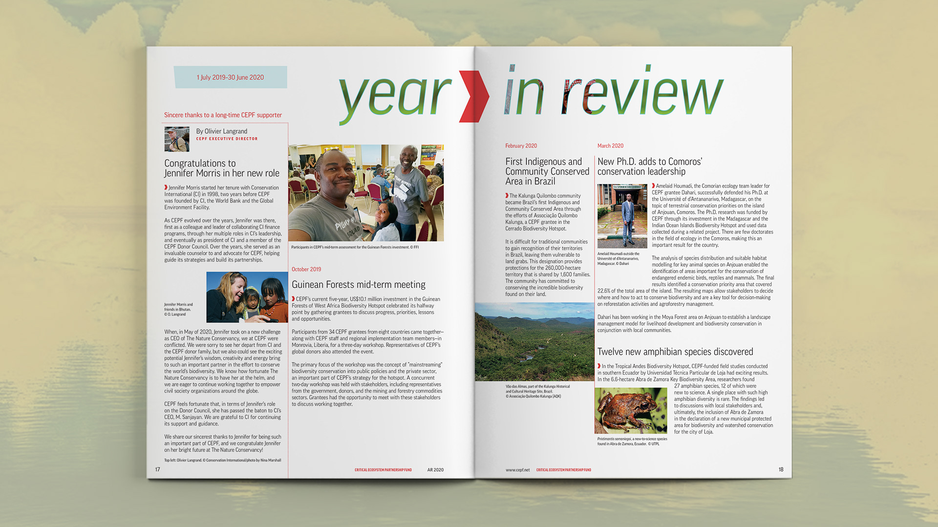 Opening spread for their Year In Review which covers news topics from the past year