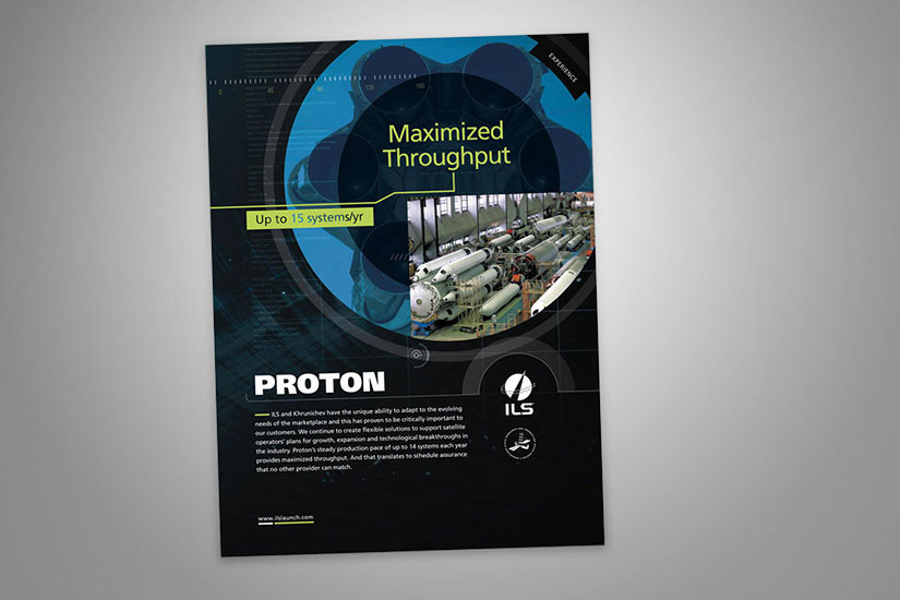 Advertising promoting benefits of rocket launch vehicle