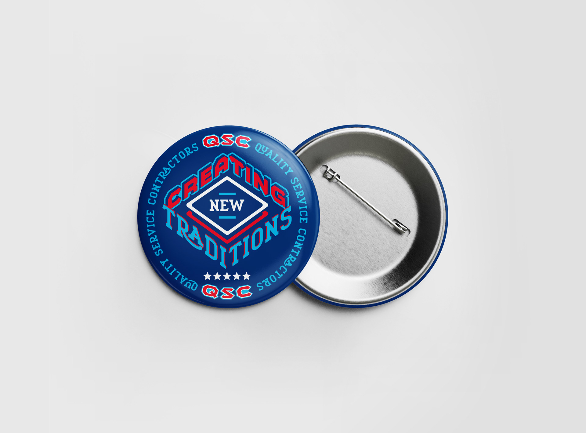 Creating New Traditions typographic button design