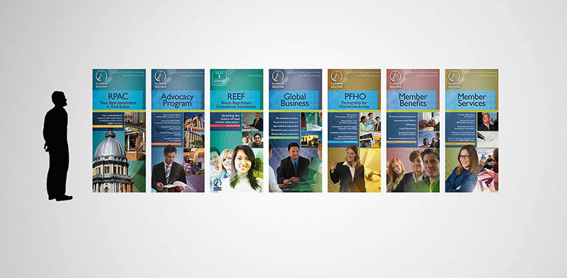 Individual freestanding panels for real estate conference