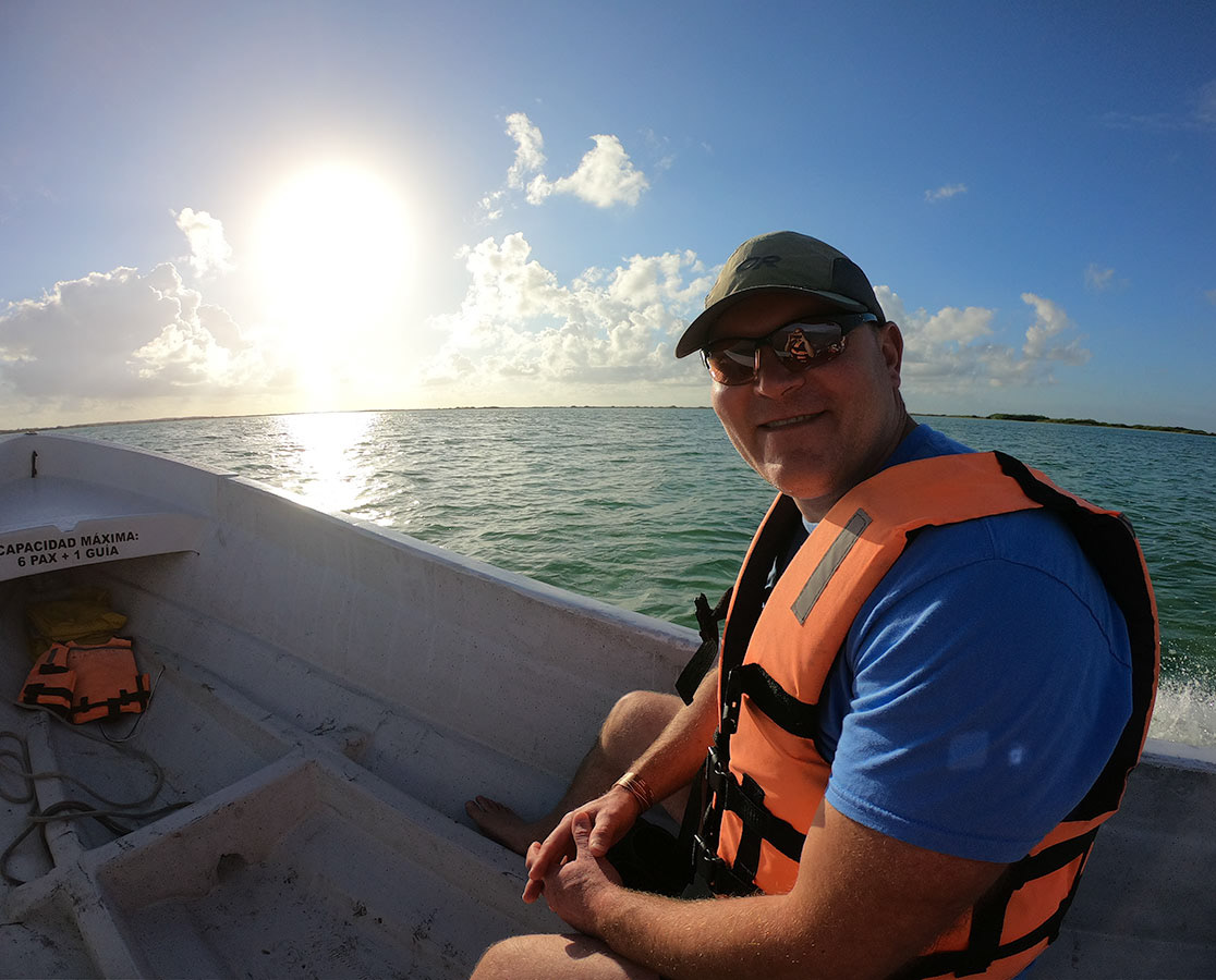 Speeding over the first lagoon.