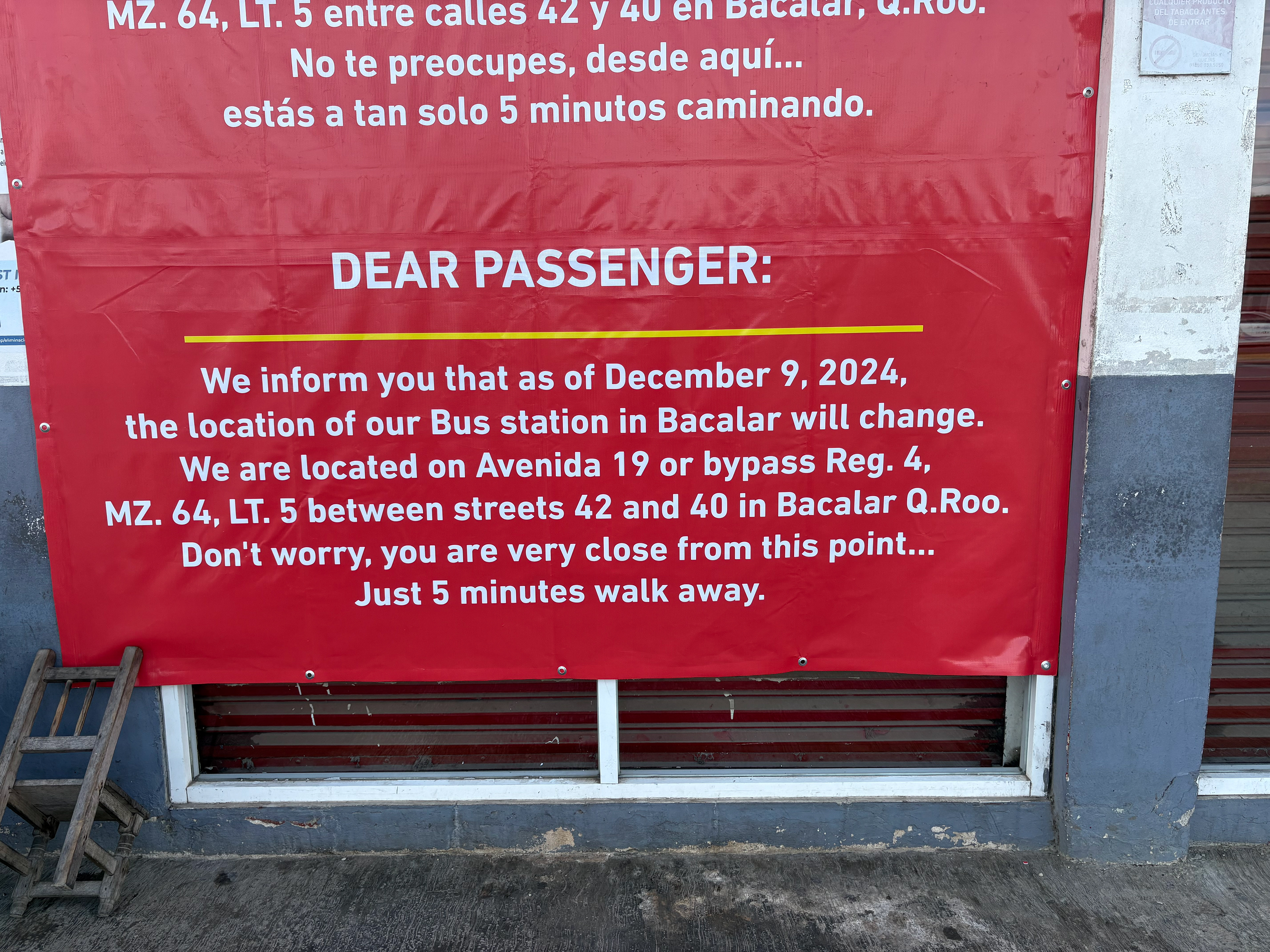 This was the sign we found at the previous bus stop.
