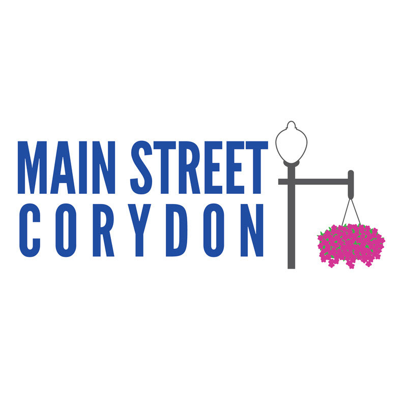 A few years ago Main Street Corydon needed to update their logo. Every summer a man named Darrell carefully tends at least 20 hanging petunia baskets that grace the light posts in downtown Corydon. I wanted to incorporate those flowers into the new logo,