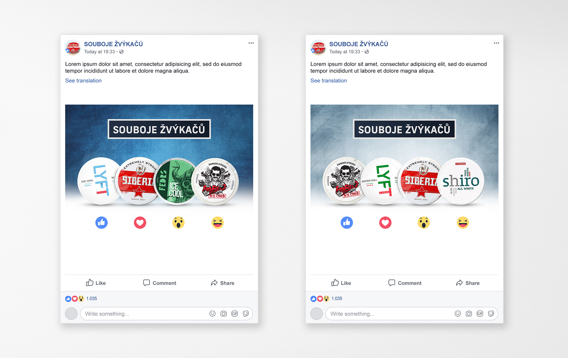 Facebookové příspěvky - Souboje žvýkačů