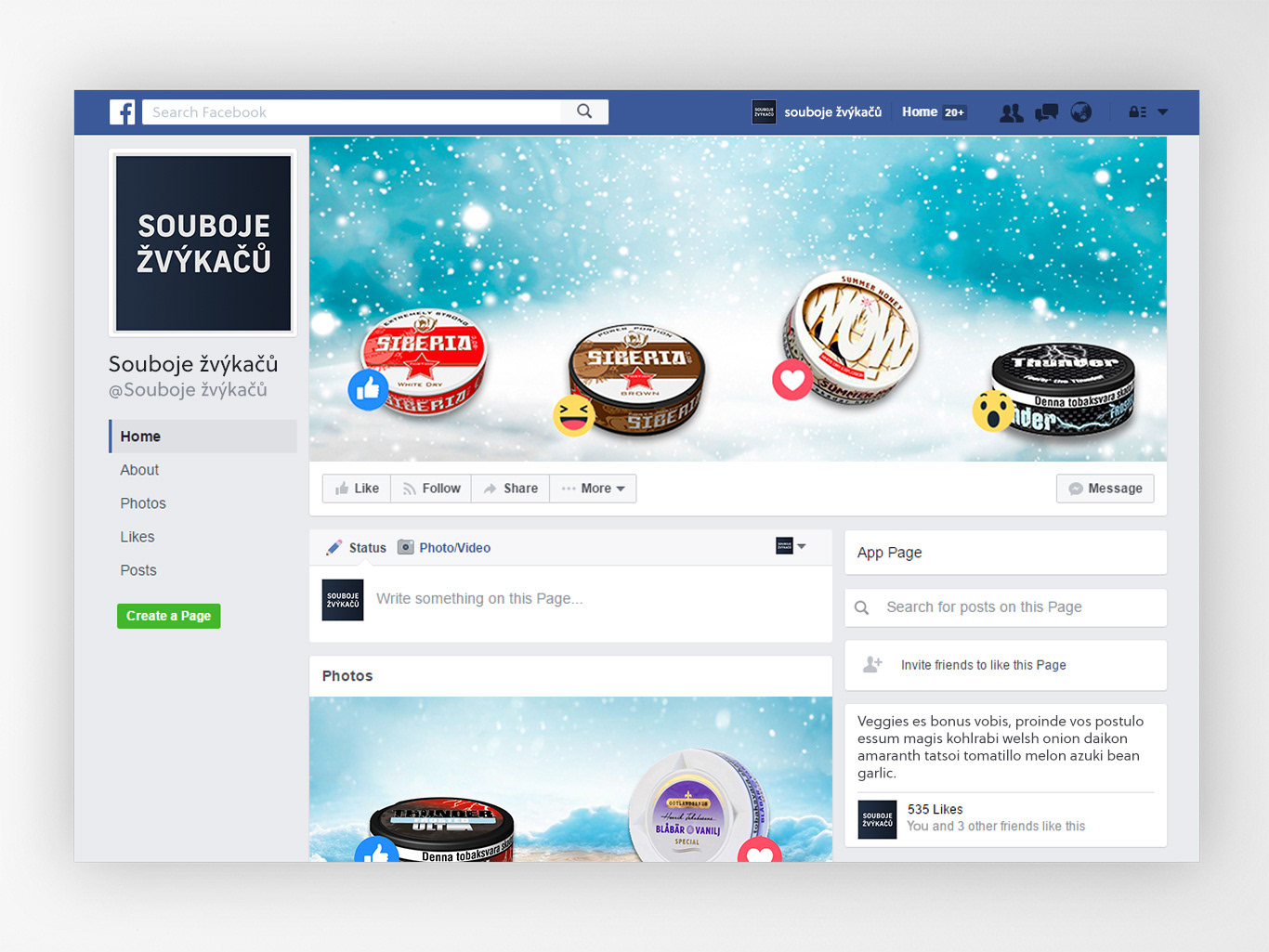 Facebookový profil - Souboje žvýkačů