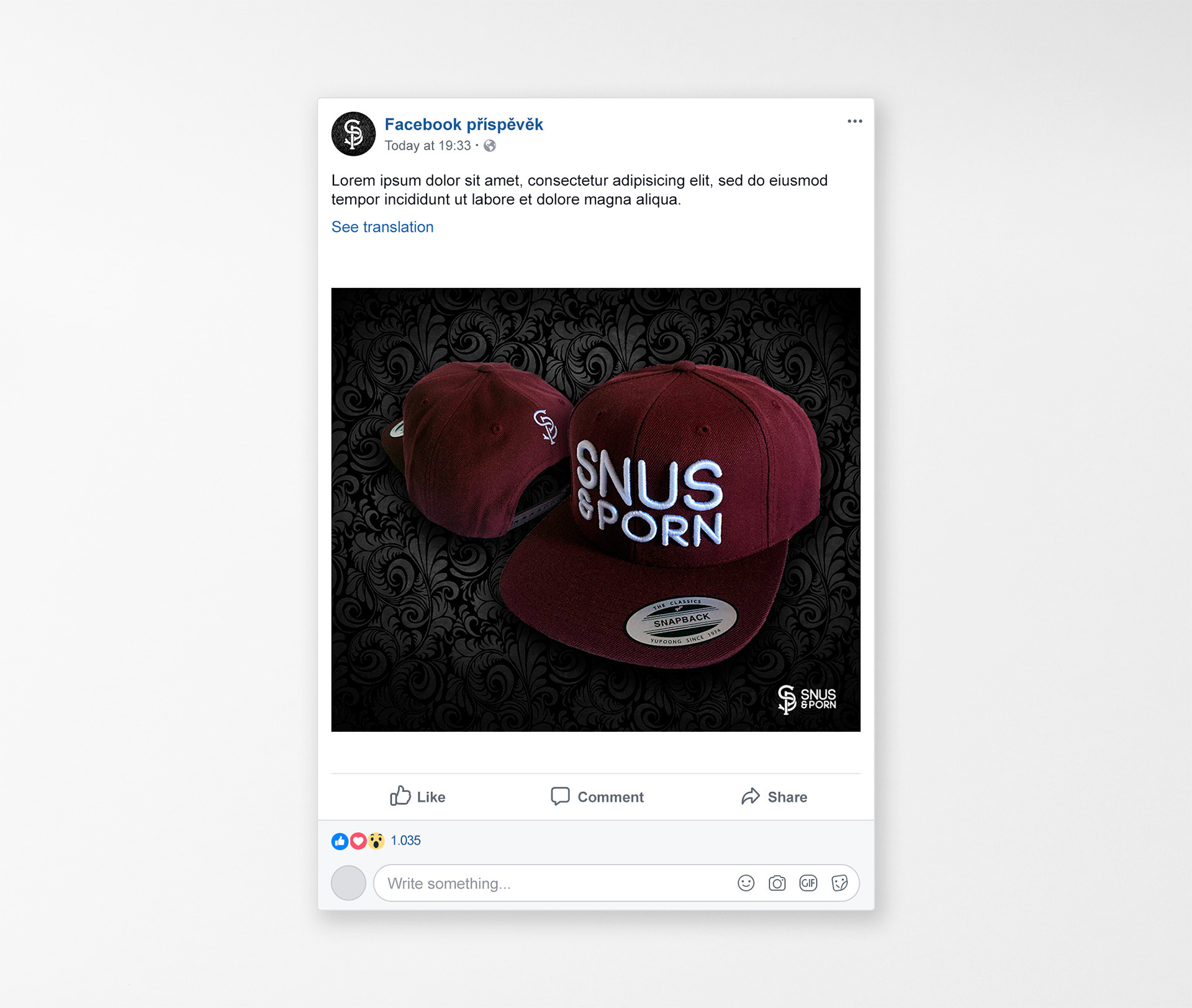 Facebookový příspěvek - Snus & Porn_v5