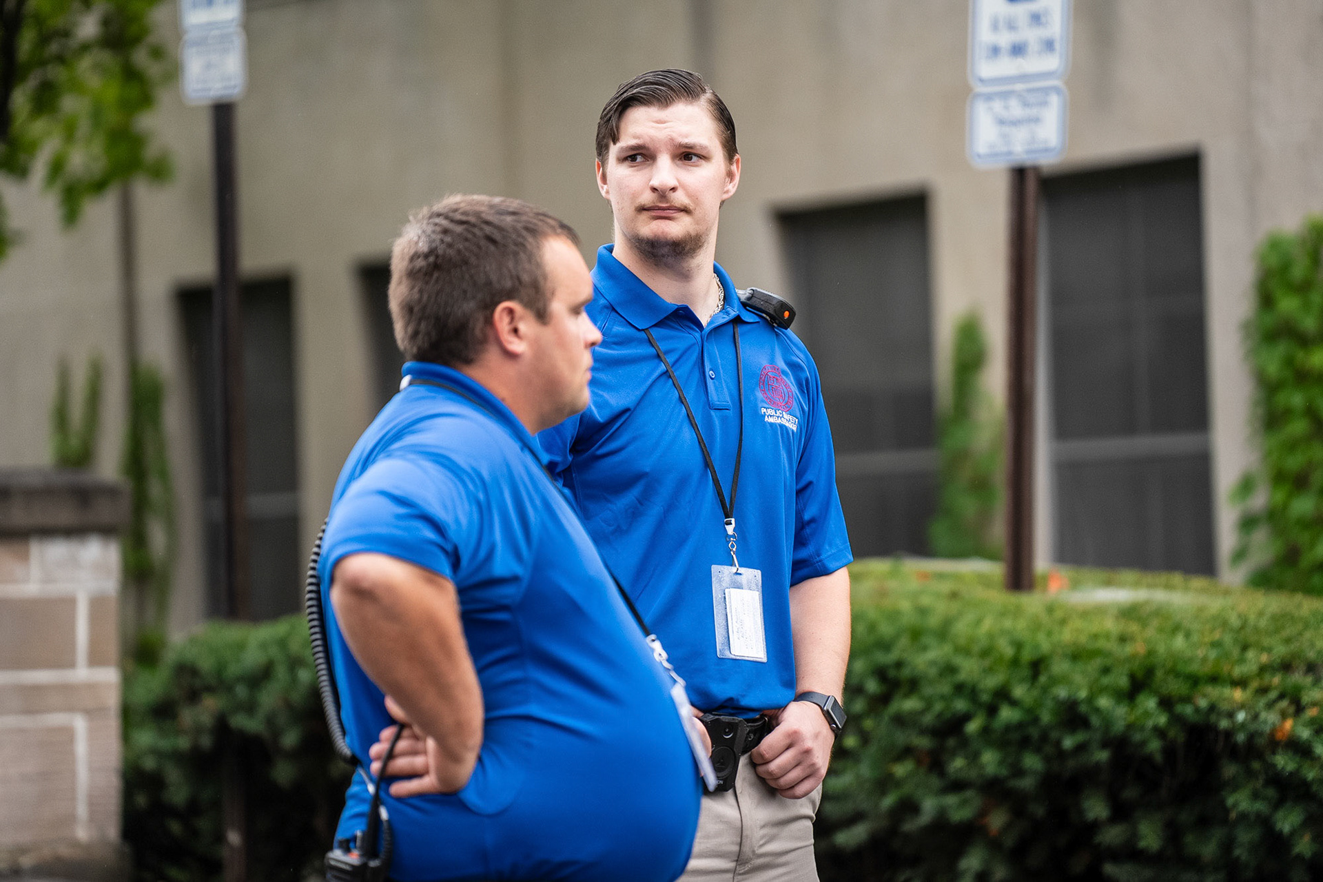 Public safety ambassadors at the CGSU Just Cause rally. They wore bodycameras and radios. Day Hall Oct 2, 2024. (Ming DeMers/Sun Photography Editor)