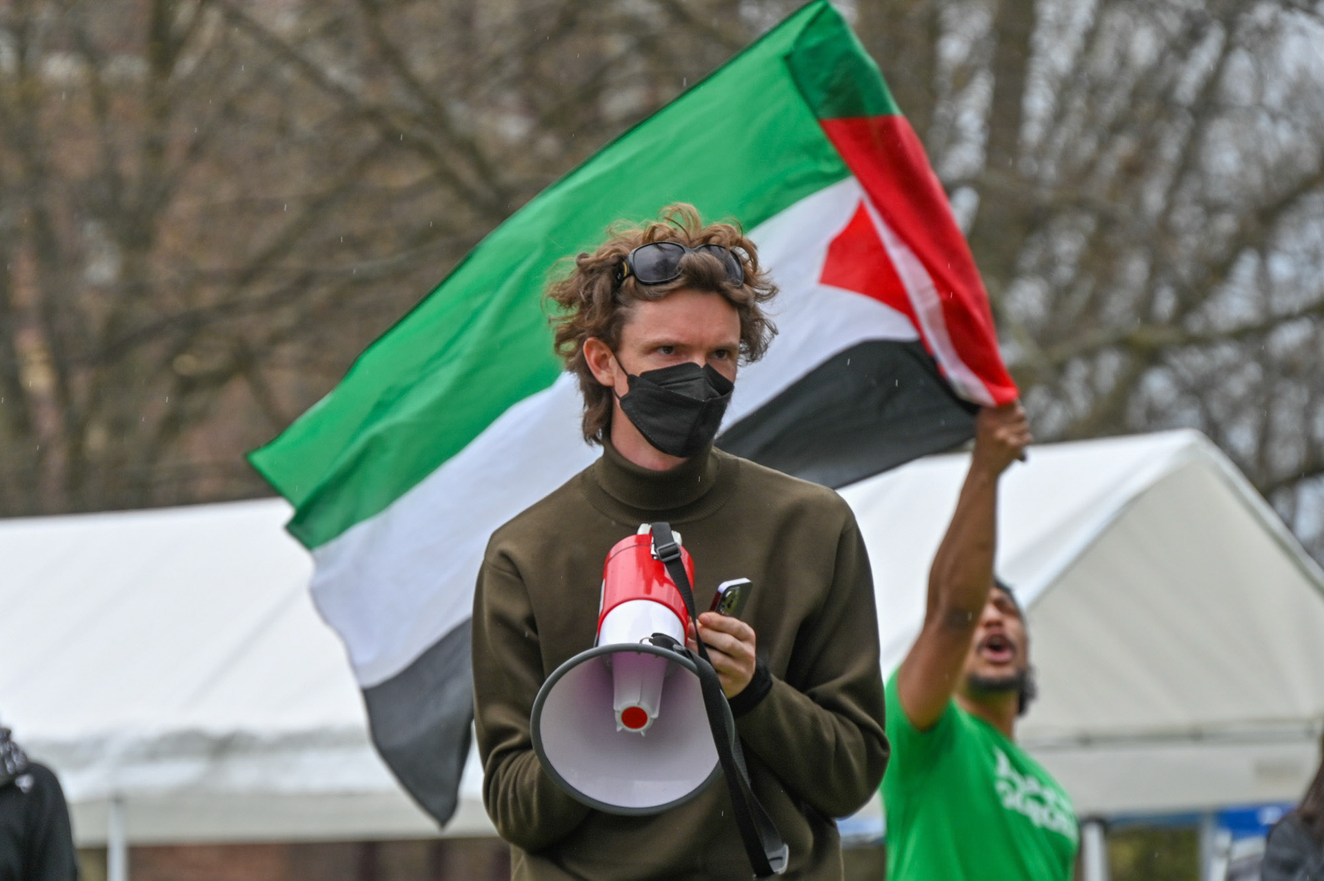A speaker at the CML Rally at the Liberated Zone Encampment on the Arts Quad, April 28th, 2024. (Ming DeMers/Sun Senior Photo)