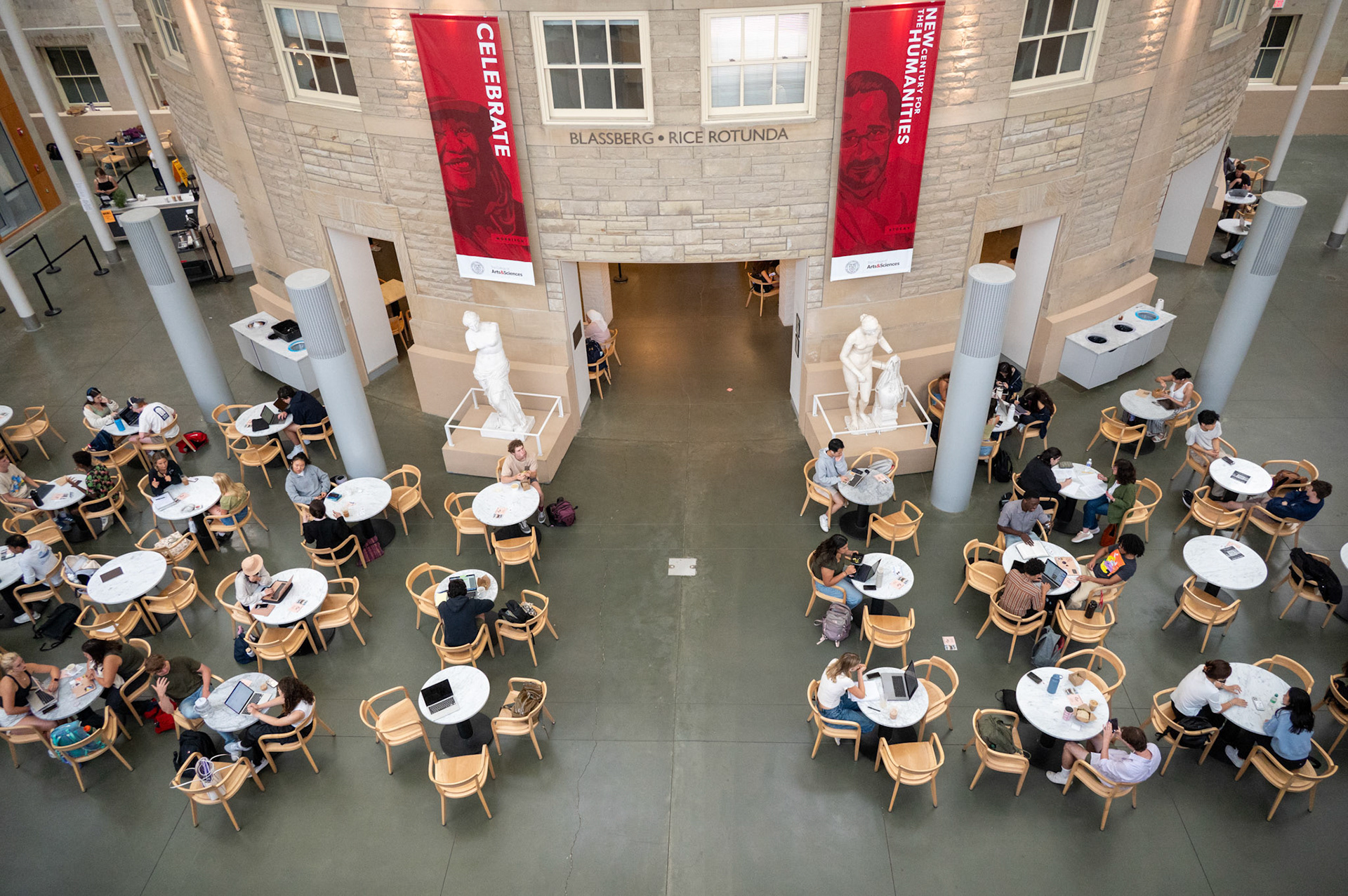 Students studying at Temple of Zeus, Klarman Atrium, Sept 6th, 2024. (Ming DeMers/Sun Photography Editor)