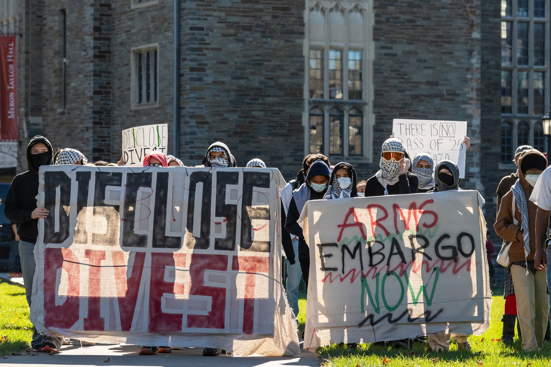 The rally walks away from the Law School, CML Rally Walkout of the Board of Trustees Meeting at the Law School, Myron Taylor Hall Courtyard, Oct 18, 2024. (Ming DeMers/Sun Photography Editor)