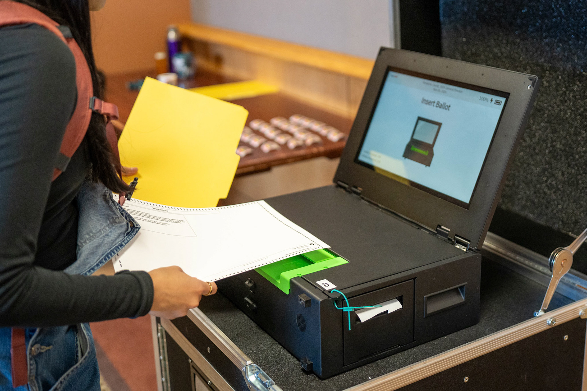 A student finalizes their ballot at the RPCC Voting location, Election Day, Nov 5, 2024. (Ming DeMers/Sun Photography Editor)