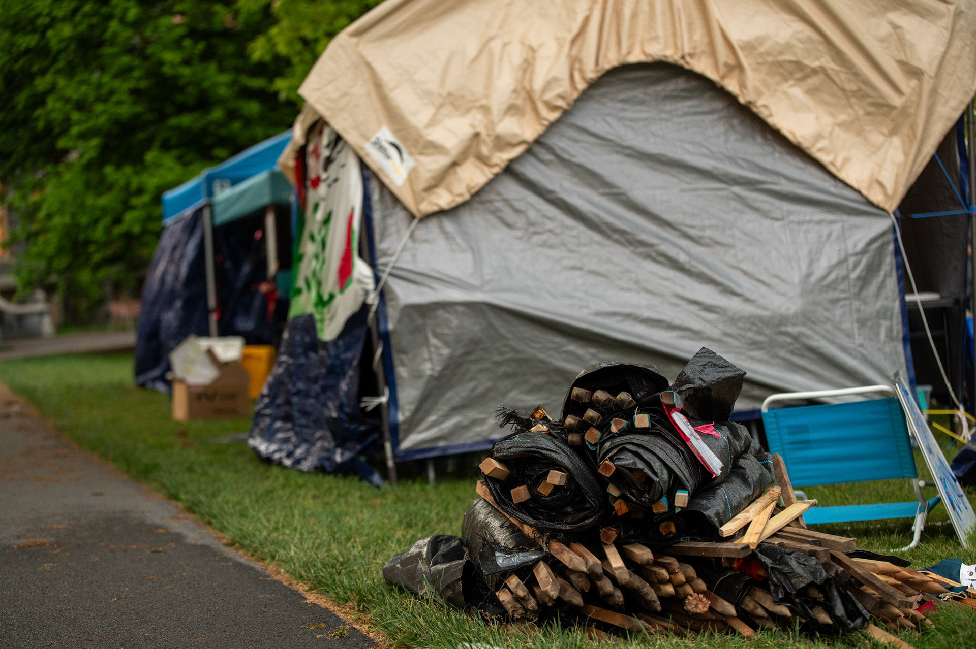 The last day of the CML Liberated Zone Encampment, Arts Quad, May 13, 2024. (Ming DeMers/Sun Senior Photographer)