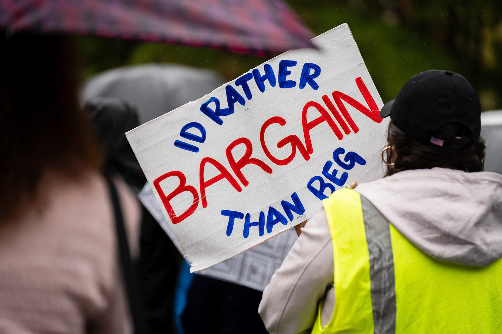 A sign at the CGSU Just Cause rally, Bailey Hall, Oct 2, 2024. (Ming DeMers/Sun Photography Editor)