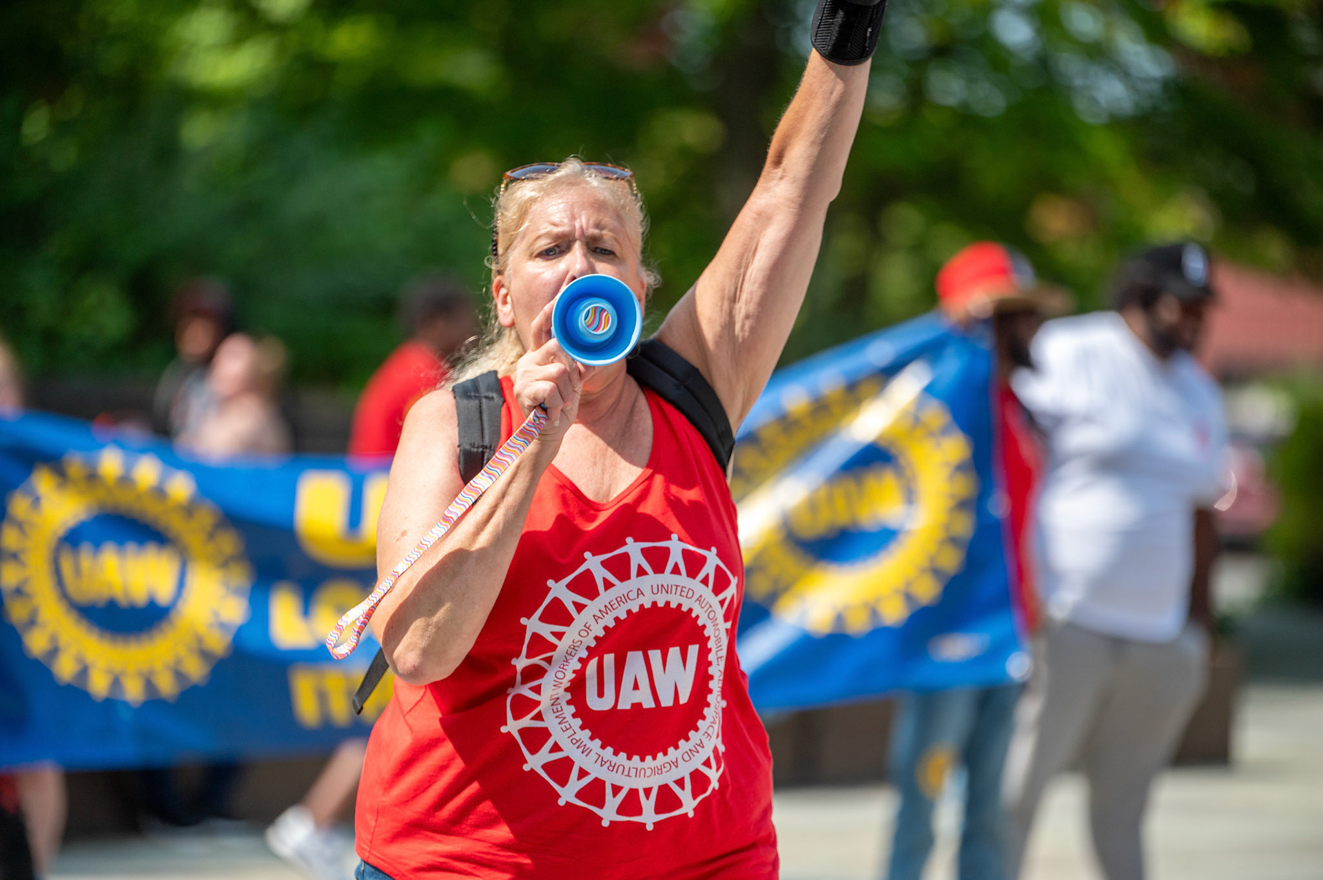 The UAW 2300 rally and march outside of Bailey Hall, August 16th, 2024. (Ming DeMers/Sun Photo Editor)