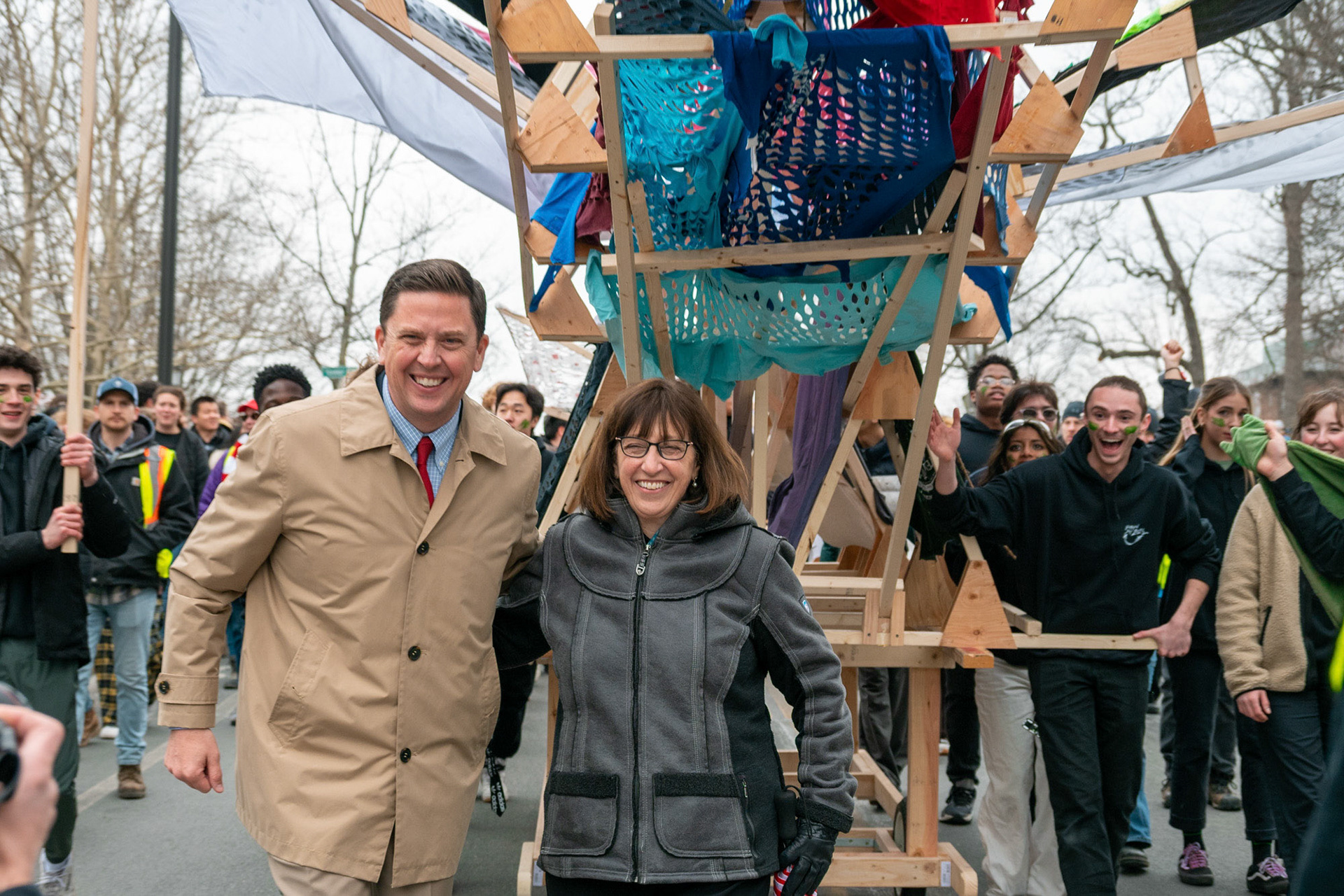 President Pollack and VP Lombardi join the Dragon Day Parade, Mar 31, 2023. (Ming DeMers/Sun Asst Photo)