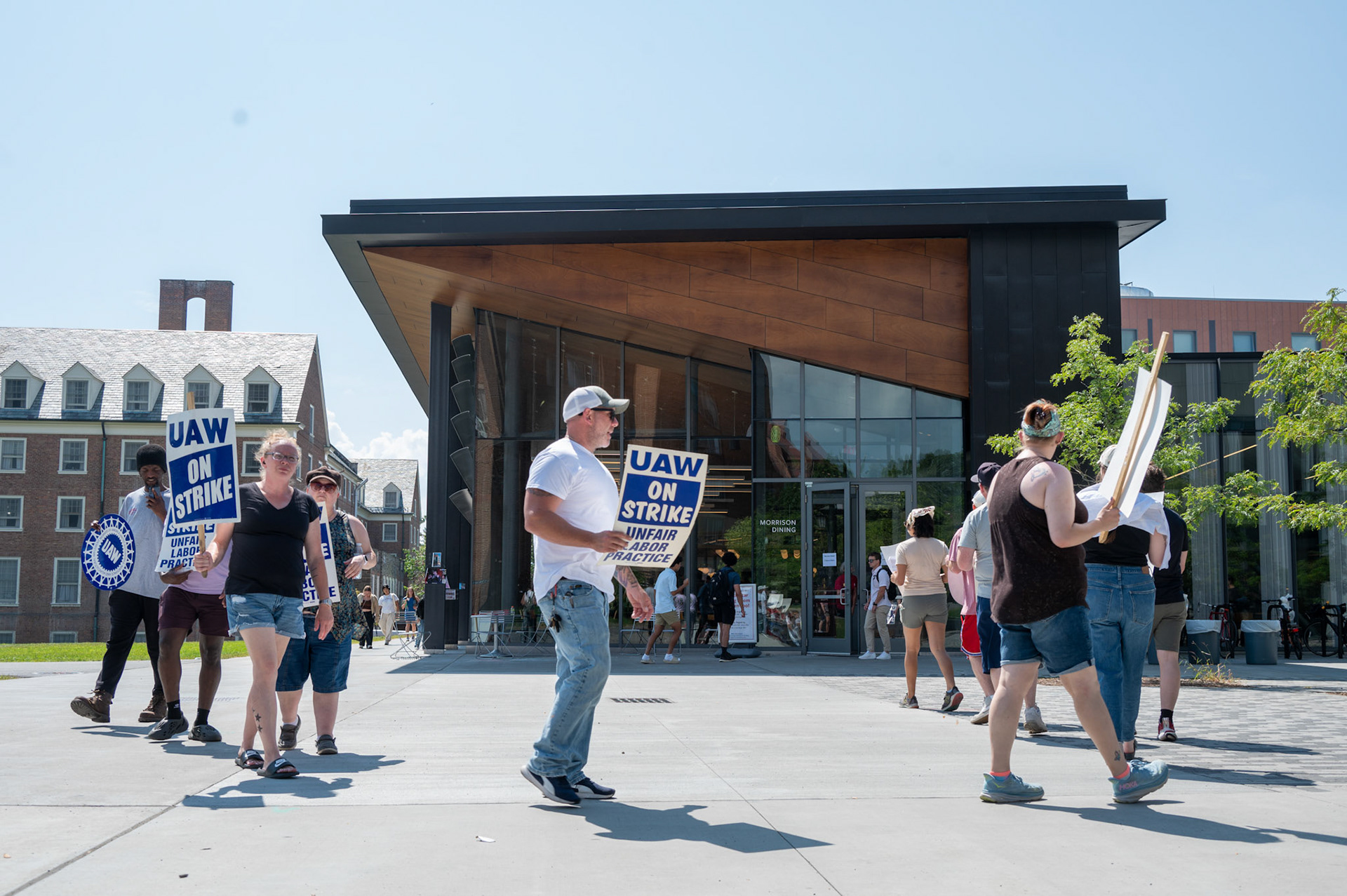 The UAW 2300 Picket Line at Morrison Dining Hall, Aug 27th, 2024. (Ming DeMers/Sun Photography Editor)
