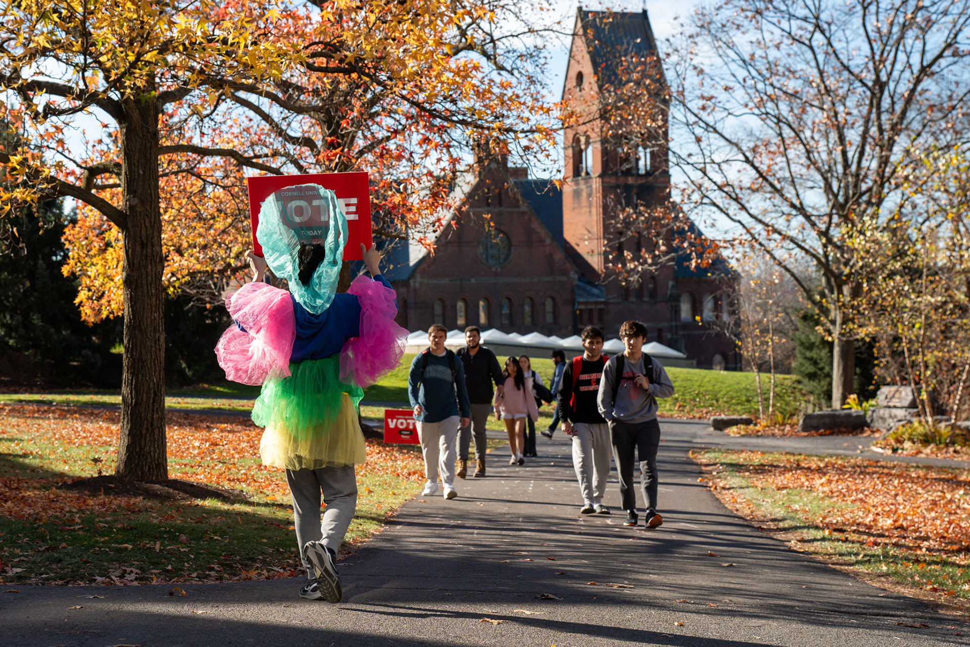 JT Yin '26 walked around reminding students to vote, Sage Hall, Nov 5, 2024. (Ming DeMers/Sun Photography Editor)